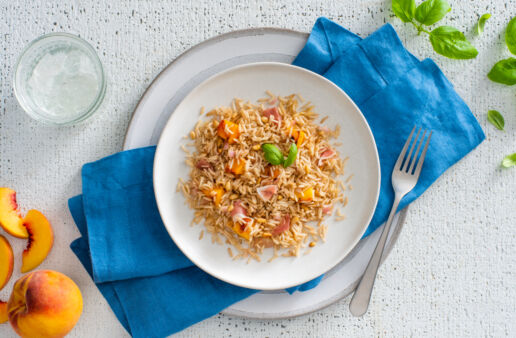 Grilled Peach and Prosciutto Rice