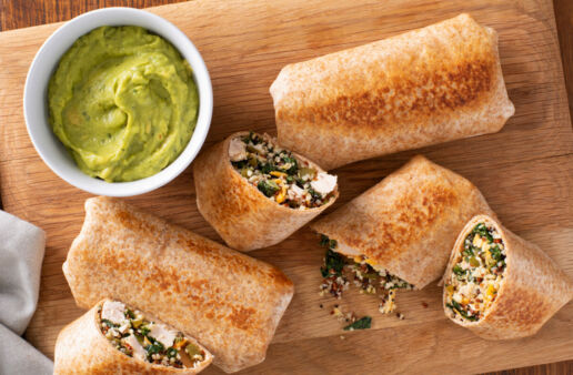 Chicken and Kale Chimichangas with Quinoa