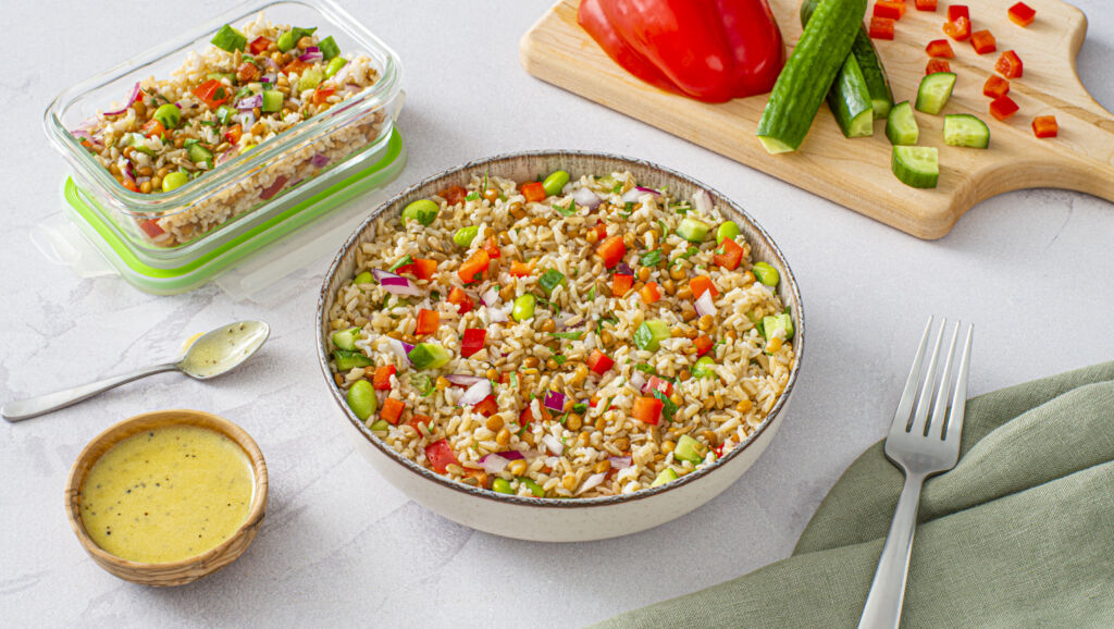 edamame brown rice lentil salad