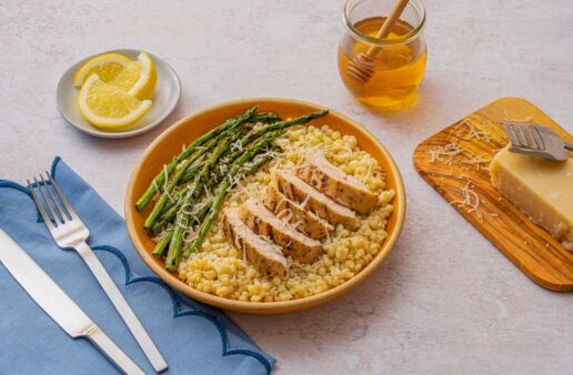 honey lemon pearl couscous with grilled chicken