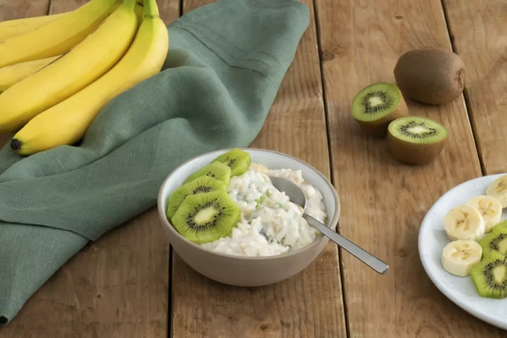 banana kiwi rice pudding